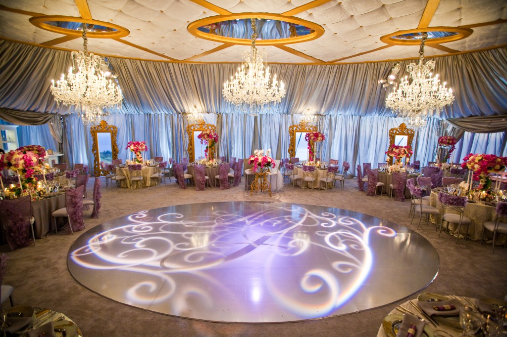 Reception Shot with dance floor and windows