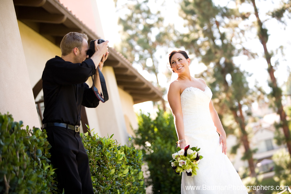 Photographer with bride