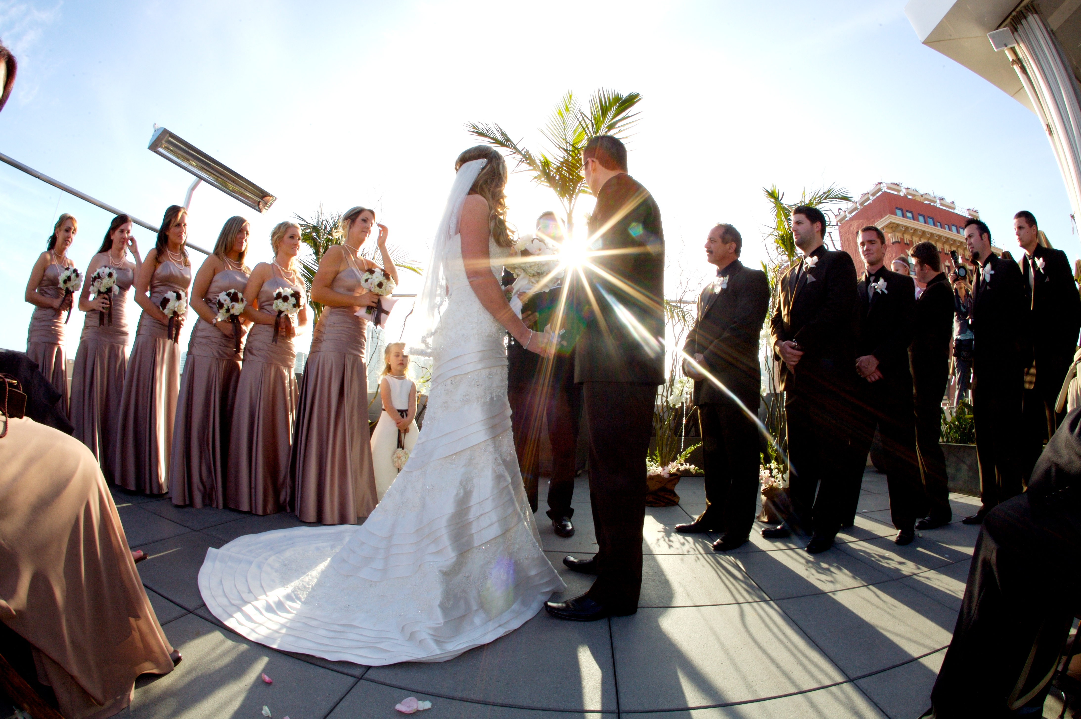 bride and groom at altar