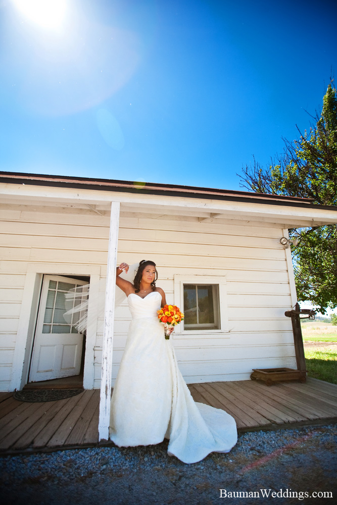 bride at a ranch wedding