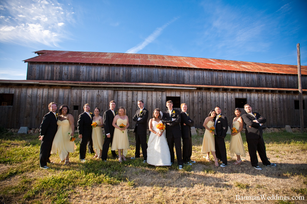 Bridal Party in front of barn