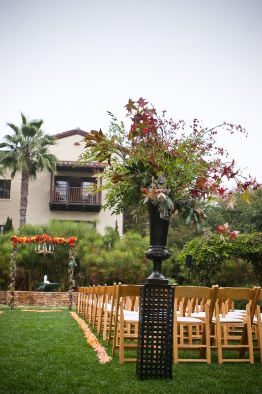 Fall wedding ceremony Fall arrangement 