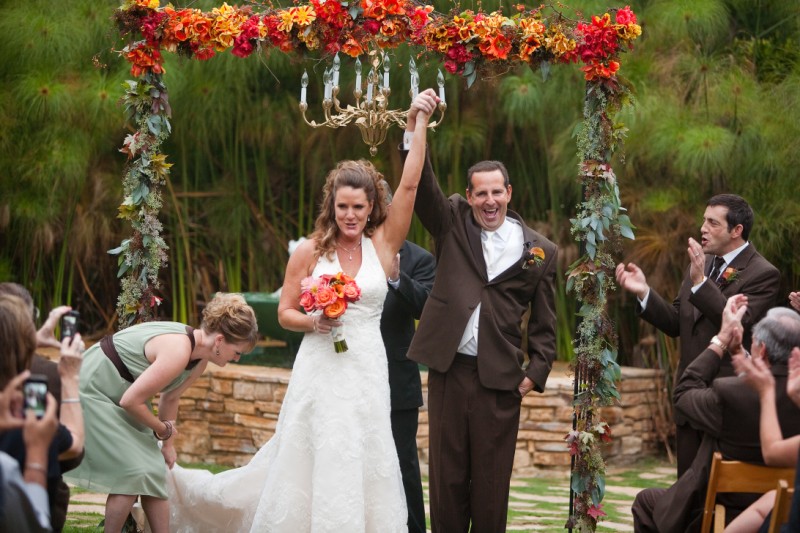 bride and groom after the kiss